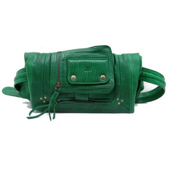 Jerome Dreyfuss Green Genuine Leather Shoulder Bag Rare - Picture 1 of 13